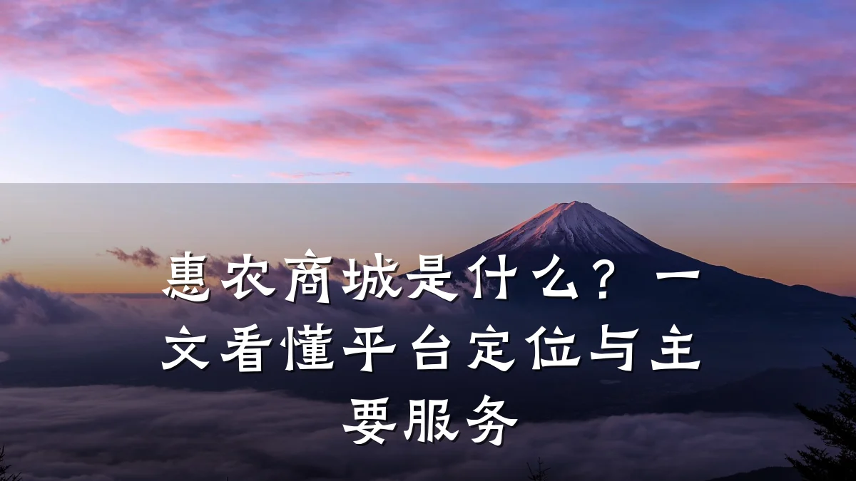 惠农商城是什么?一文看懂平台定位与主要服务