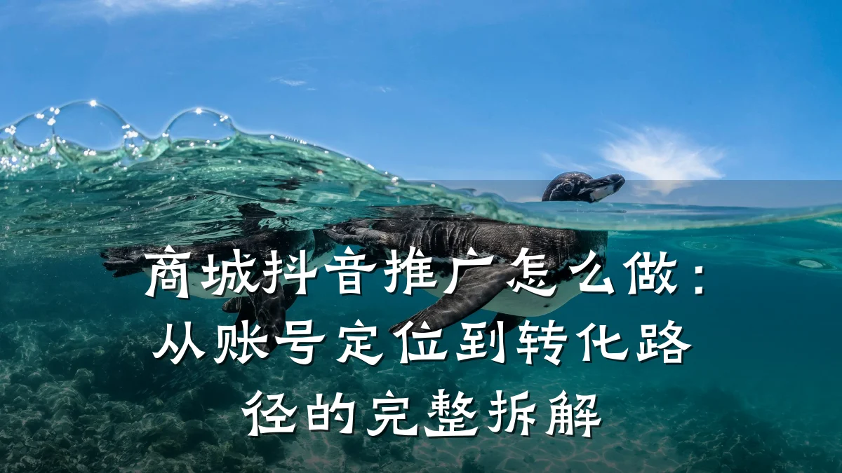 商城抖音推广怎么做:从账号定位到转化路径的完整拆解