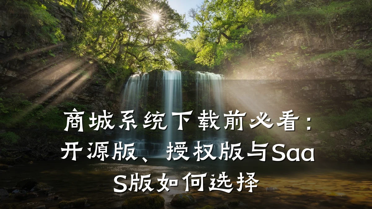 商城系统下载前必看:开源版、授权版与SaaS版如何选择