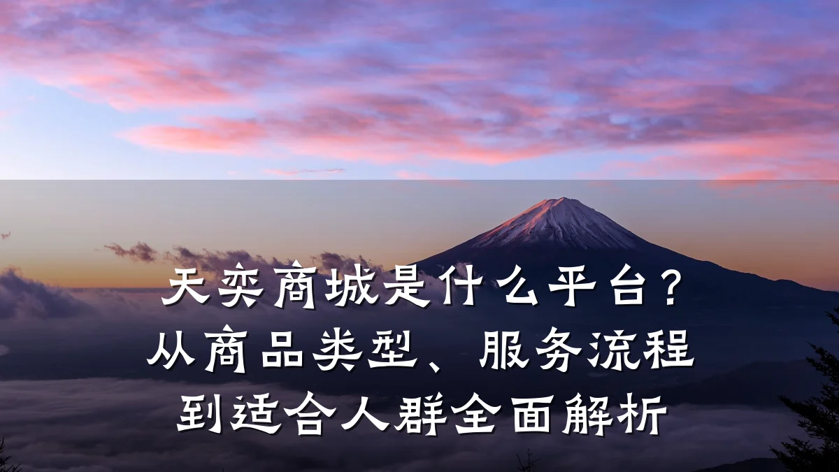 天奕商城是什么平台?从商品类型、服务流程到适合人群全面解析