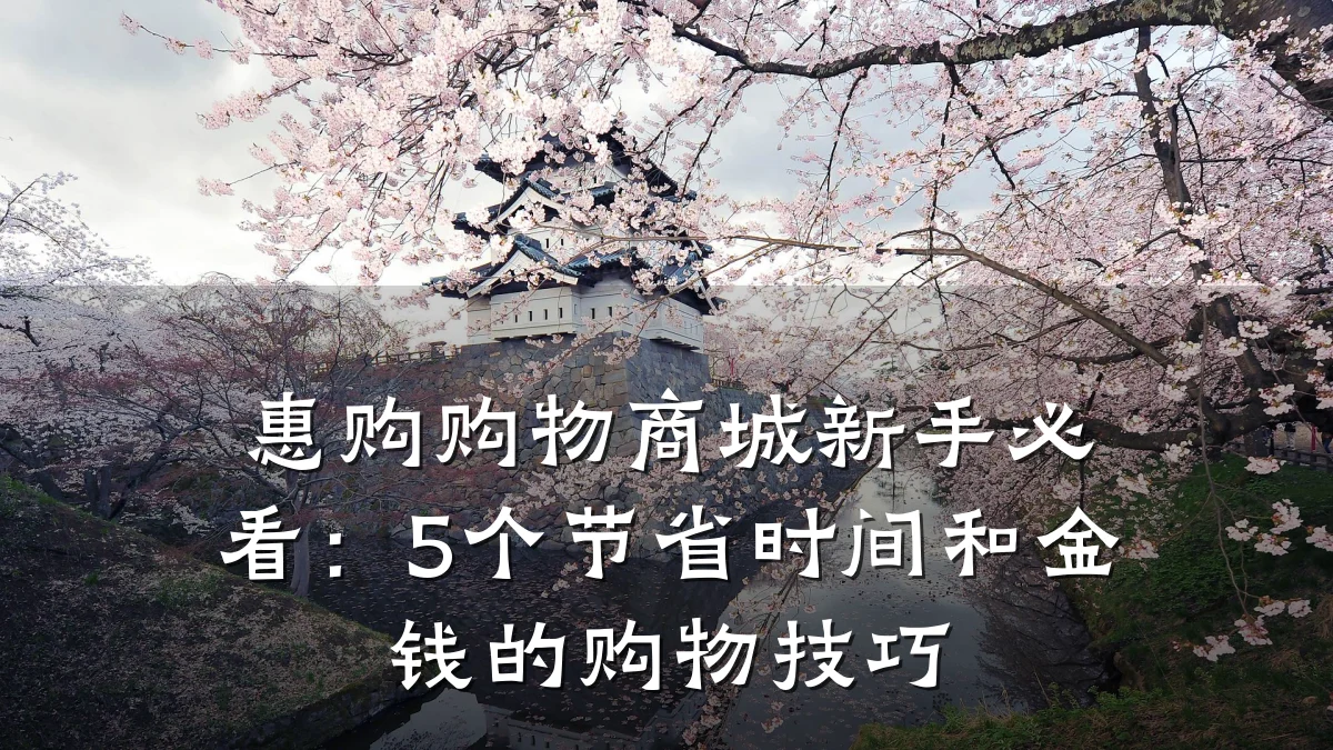 惠购购物商城新手必看：5个节省时间和金钱的购物技巧