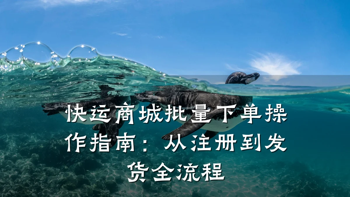 快运商城批量下单操作指南:从注册到发货全流程