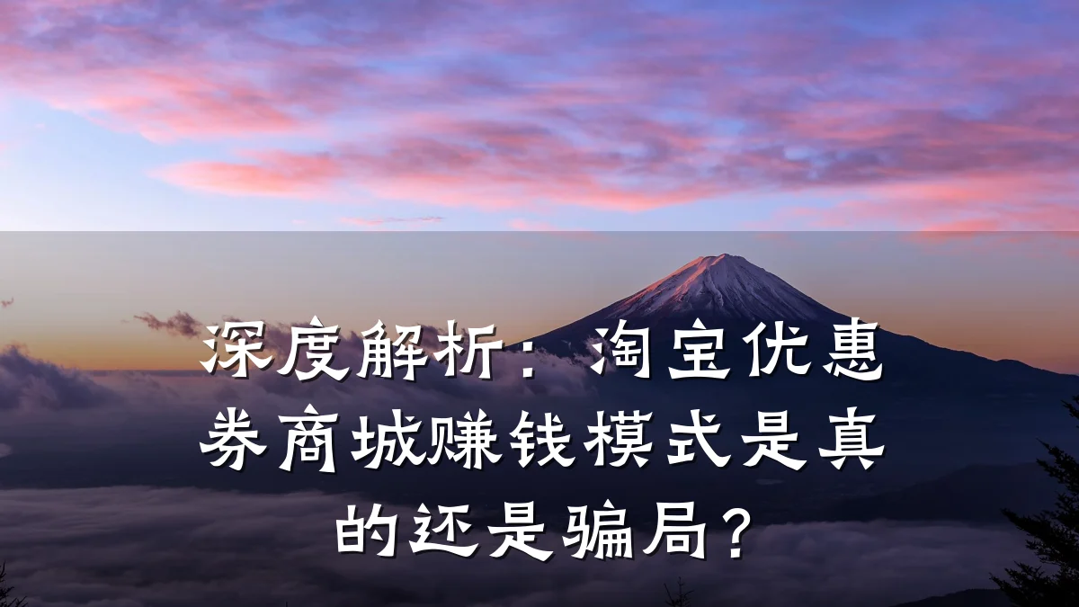 深度解析:淘宝优惠券商城赚钱模式是真的还是骗局?
