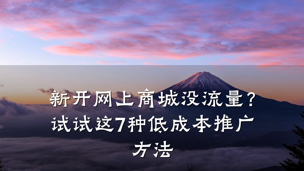 新开网上商城没流量?试试这7种低成本推广方法